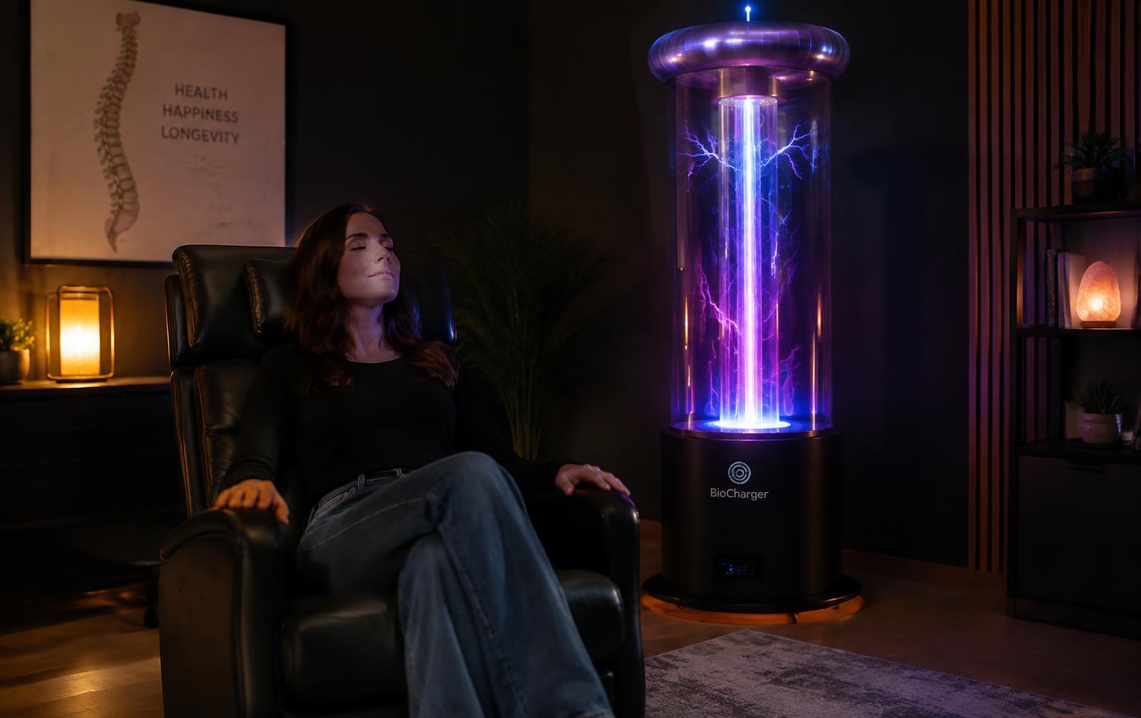 BioCharger unit glowing in a treatment room in Sandy, UT